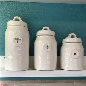 Rae Dunn Dragonfly Bumblebee and Ladybug Canister Set of 3